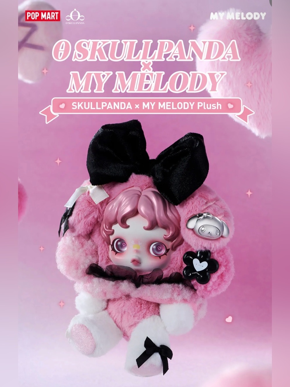 Authentic SKULLPANDA × MY MELODY Plush Pendant